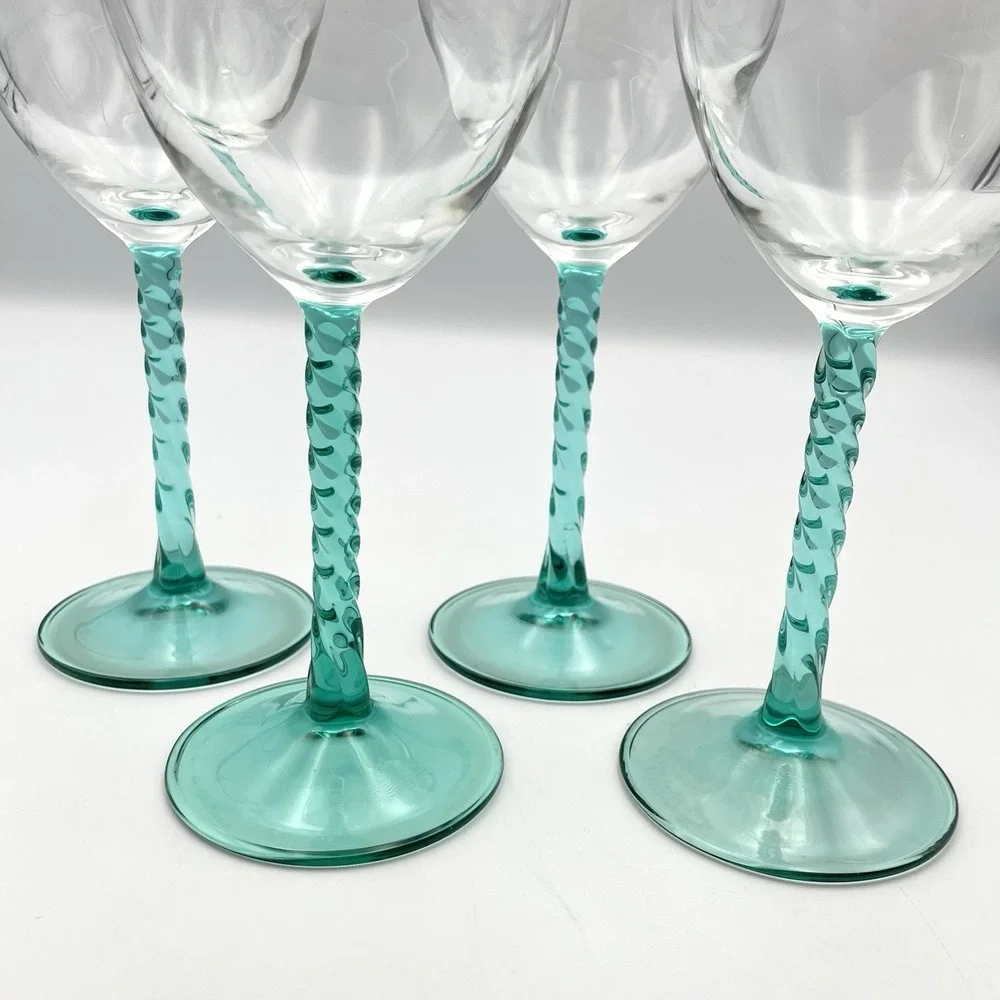 Vintage Cristal D'Arques Angelique Aqua Water Goblets Set of 4 France